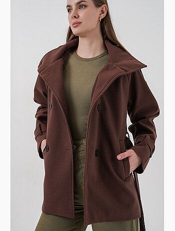 Manteau boutonné en gabardine texturée bdart