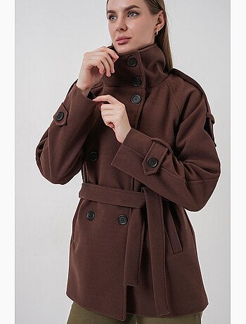 Manteau boutonné en gabardine texturée bdart