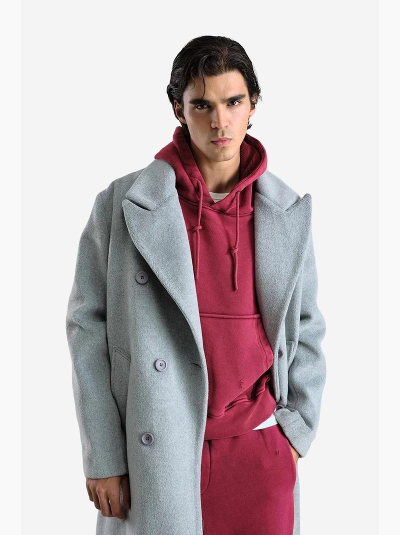 Manteau boutonné texturé giesto Gris - Kiabi