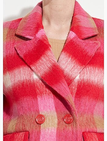 Manteau caban chaud tissu carreaux laine - Afibel