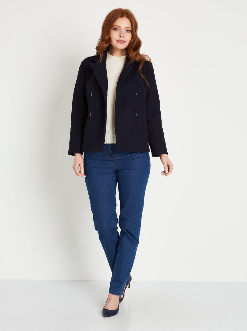 Manteau caban court double boutonnage - Afibel Bleu marine - Kiabi