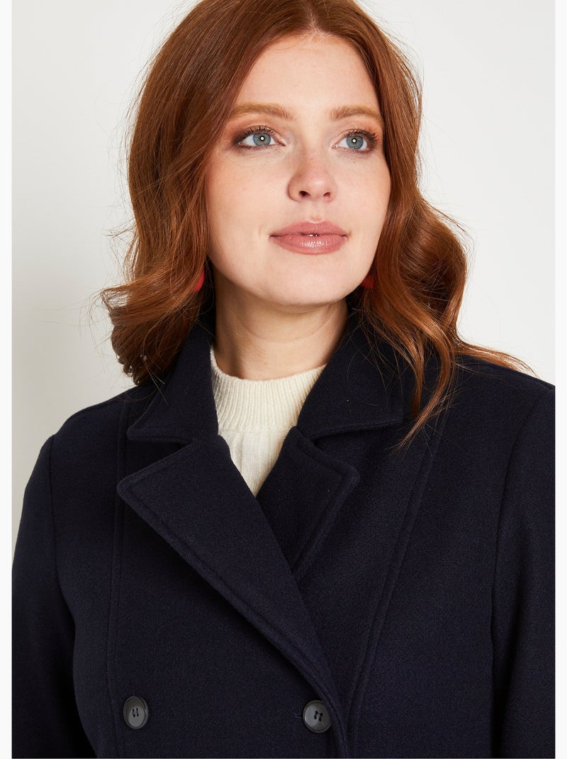 Manteau caban court double boutonnage - Afibel Bleu marine - Kiabi