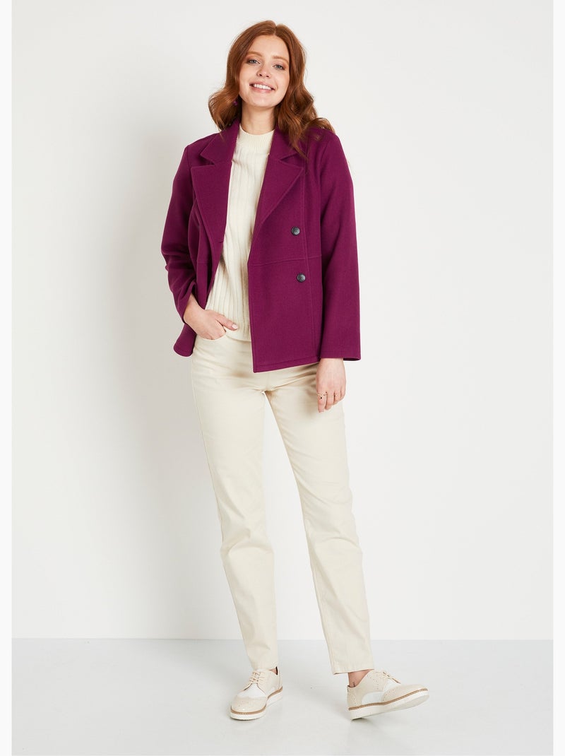 Manteau caban court double boutonnage - Afibel Prune - Kiabi