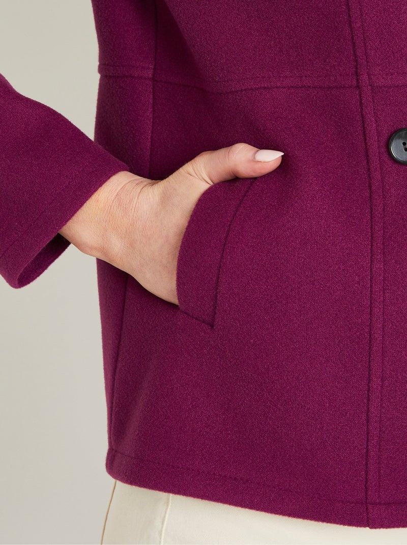 Manteau caban court double boutonnage Violet prune - Kiabi