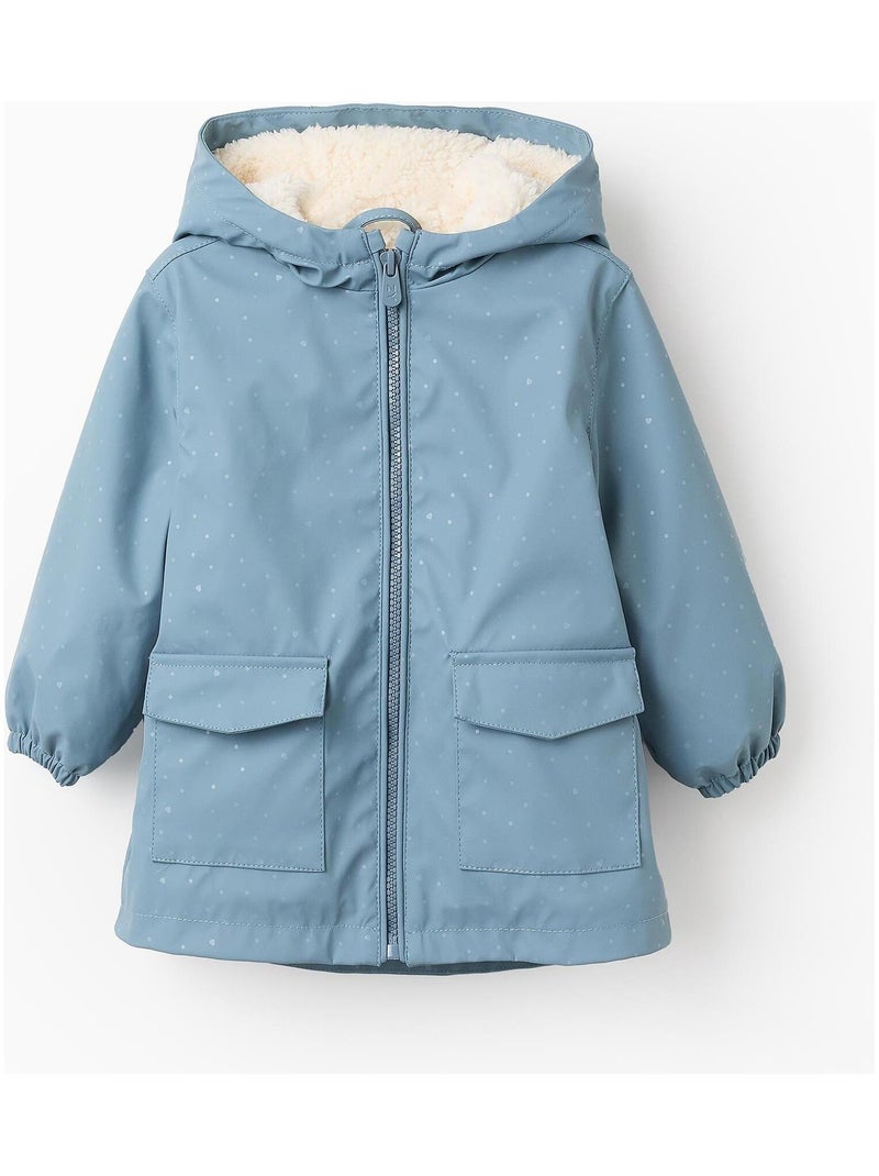 Manteau caoutchouc, capuche, doublure effet moutonné, doublure effet moutonné NOVEAUX NATURE Bleu clair - Kiabi