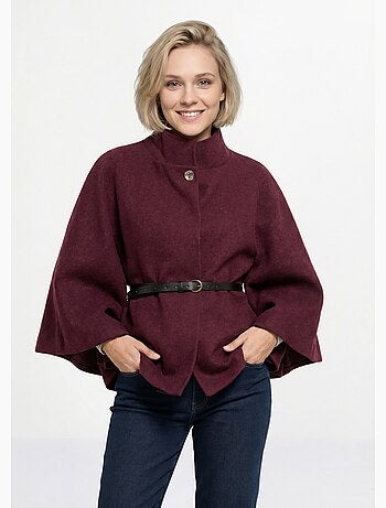 Manteau cape à ceinturer, col montant - afibel