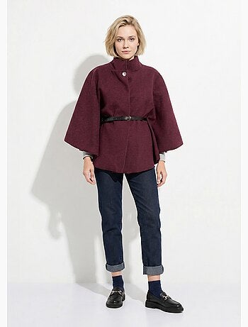 Manteau cape à ceinturer, col montant - afibel