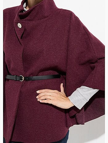 Manteau cape à ceinturer, col montant - afibel