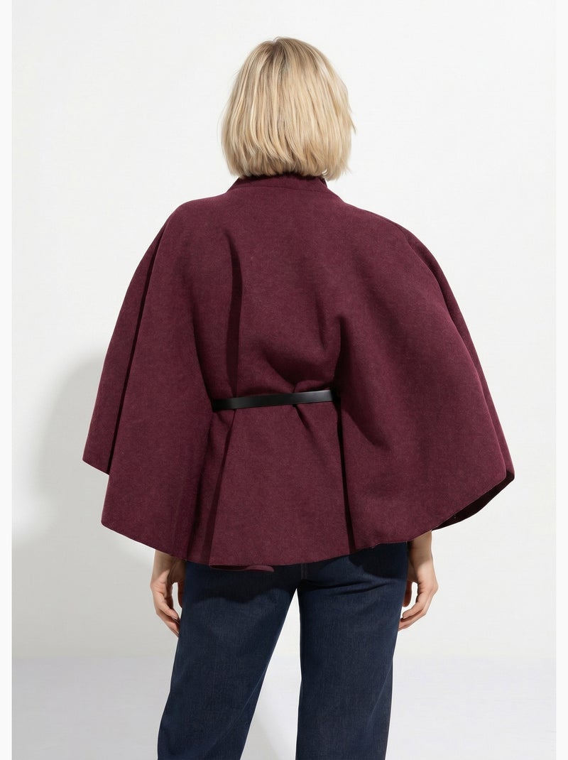 Manteau cape à ceinturer, col montant - afibel Bordeaux - Kiabi
