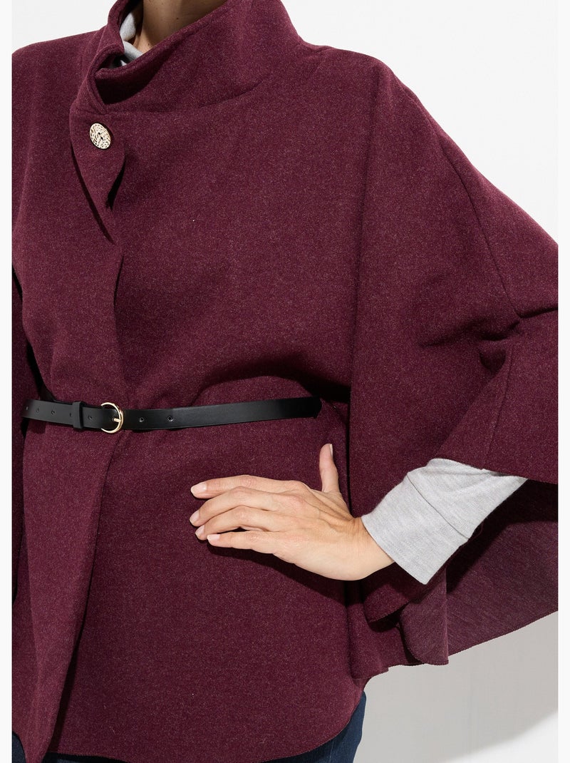Manteau cape à ceinturer, col montant - afibel Bordeaux - Kiabi
