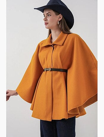 Manteau cape en tweed avec ceinture bdart