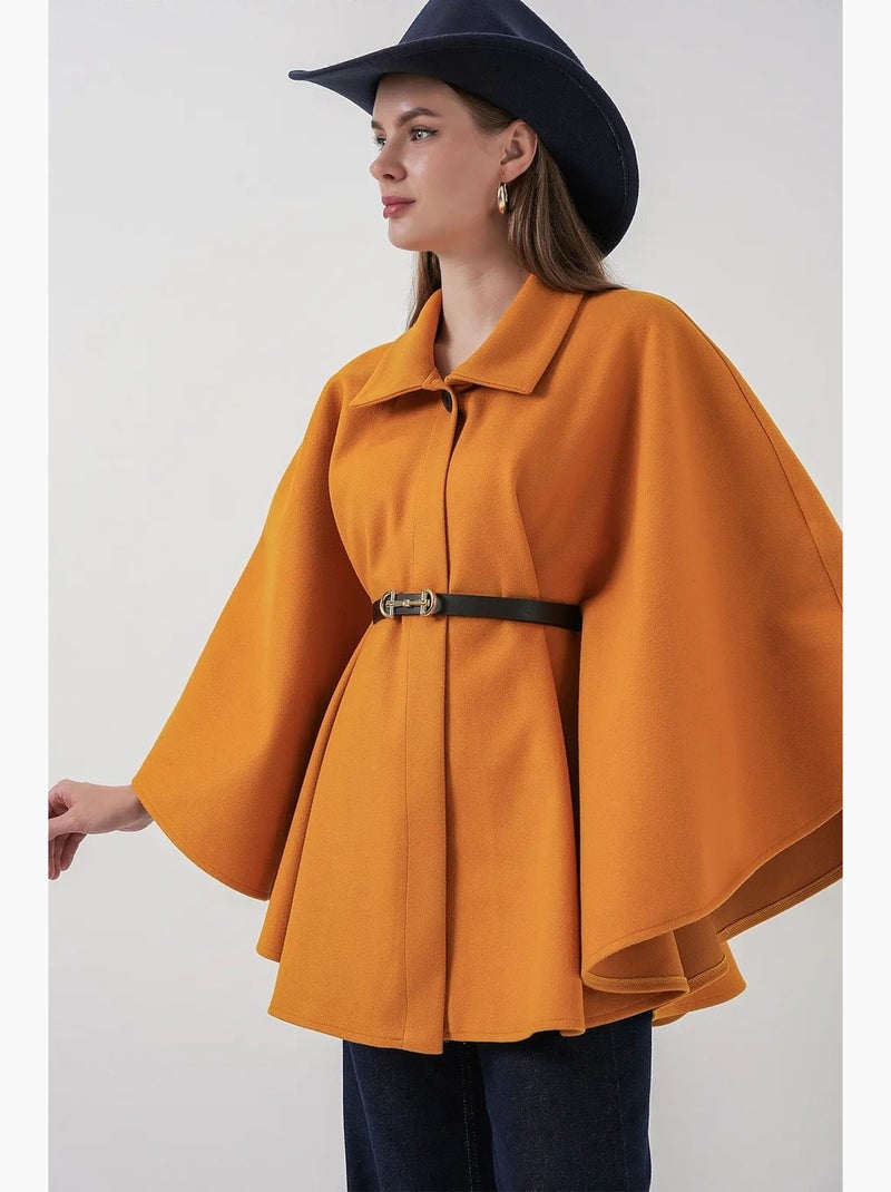 Manteau cape en tweed avec ceinture bdart Rouge brique - Kiabi