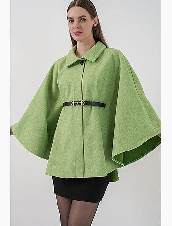 Manteau cape en tweed avec ceinture bdart