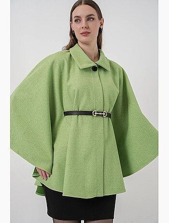 Manteau cape en tweed avec ceinture bdart