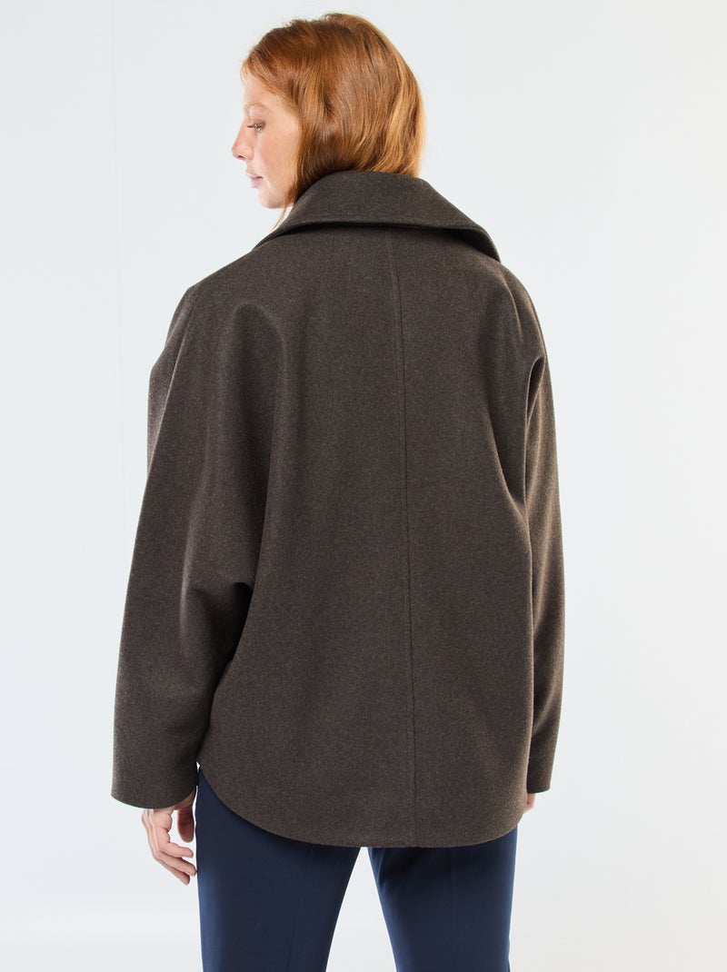 Manteau cape façon lainage Marron - Kiabi