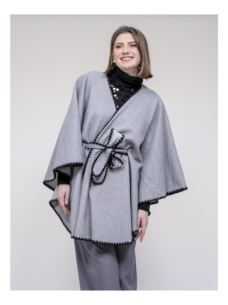 Manteau cape ulila Gris - Kiabi