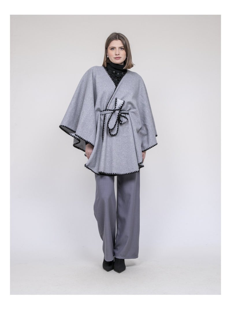 Manteau cape ulila Gris - Kiabi