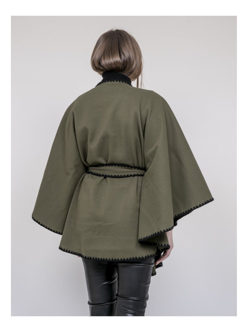 Manteau cape ulila Kaki - Kiabi