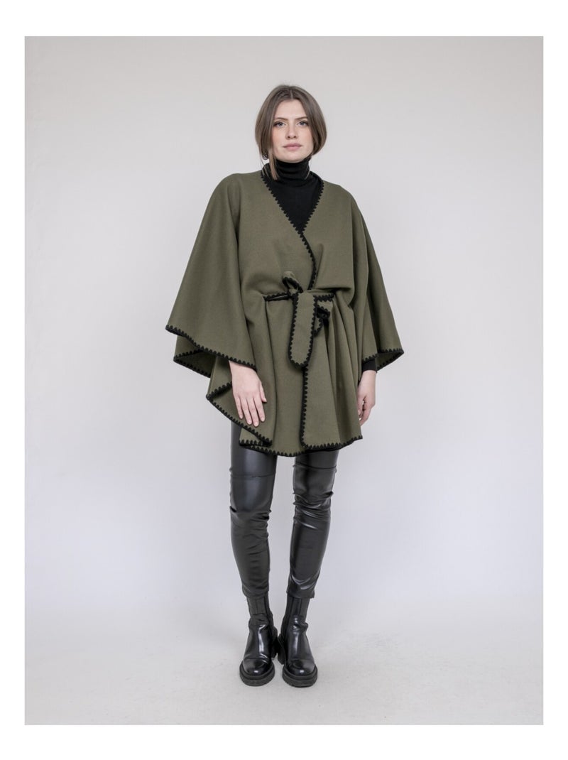 Manteau cape ulila Kaki - Kiabi