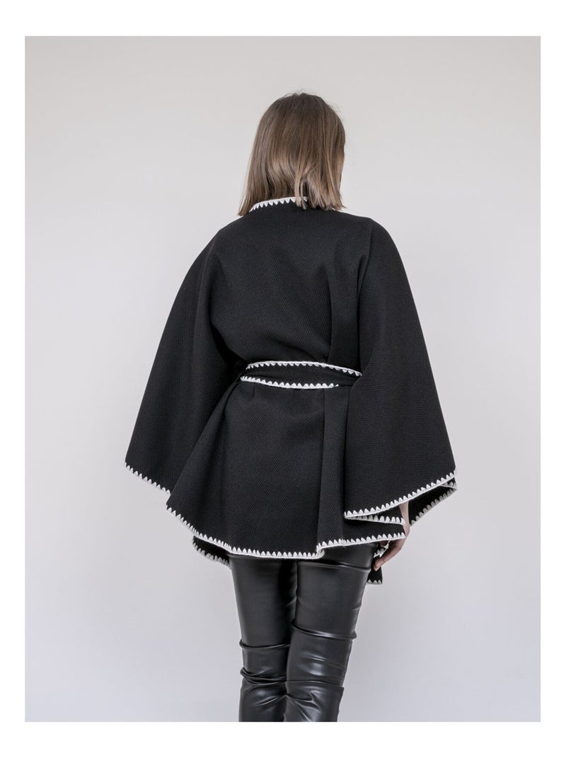 Manteau cape ulila Noir - Kiabi