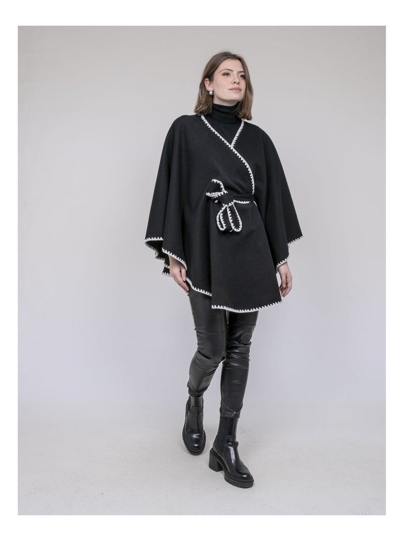 Manteau cape ulila Noir - Kiabi