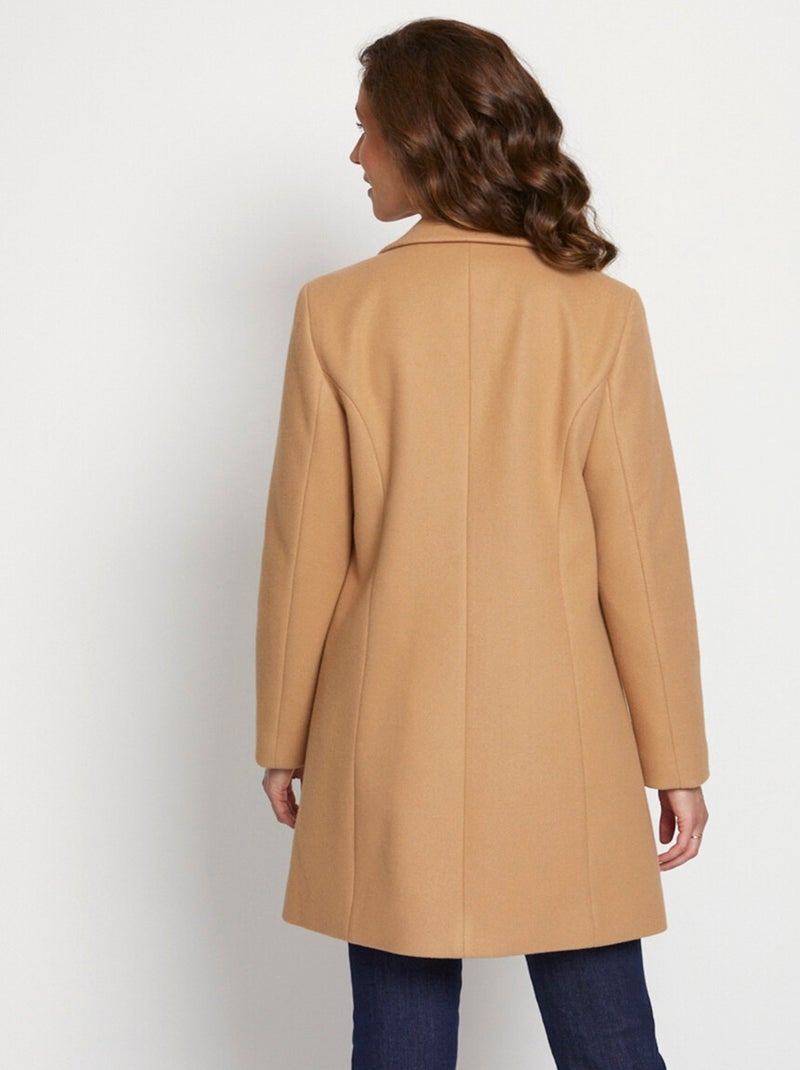Manteau col tailleur aspect lainage - Afibel Marron - Kiabi