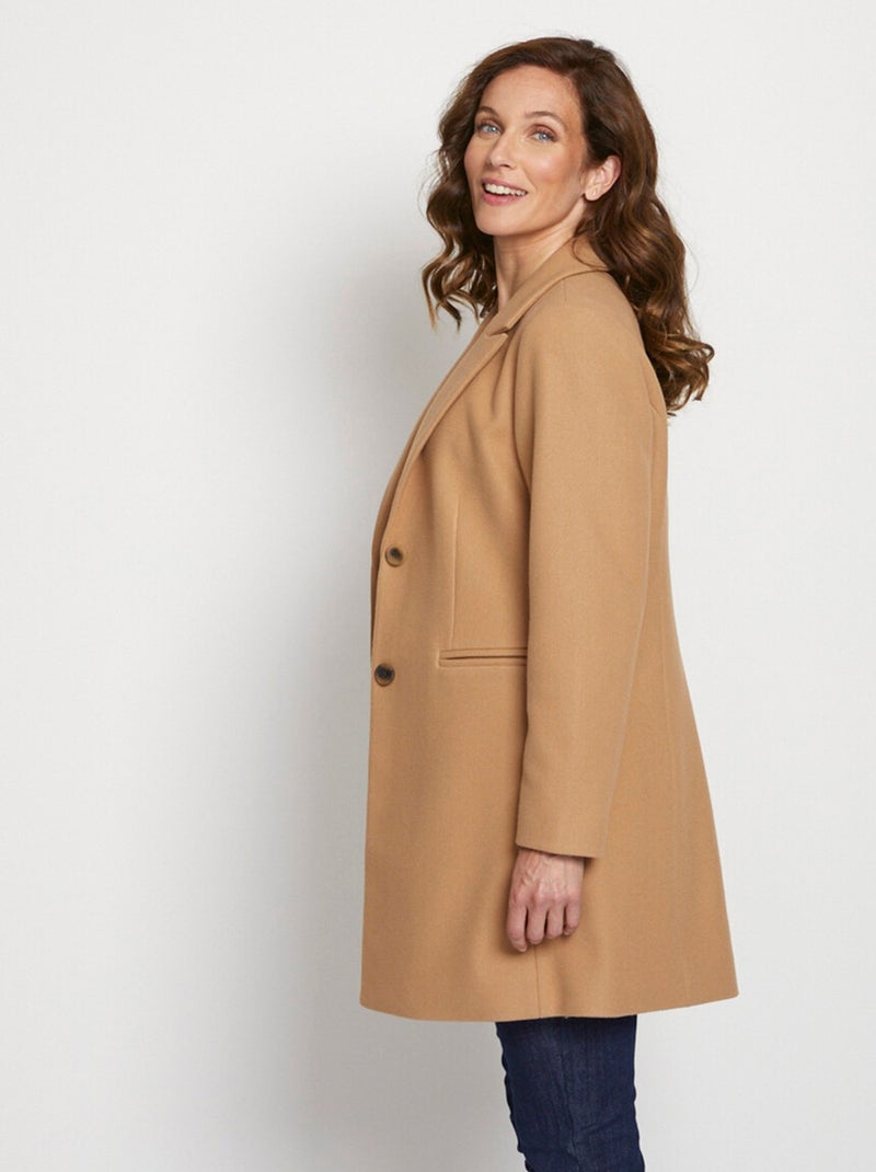 Manteau col tailleur aspect lainage - Afibel Marron - Kiabi