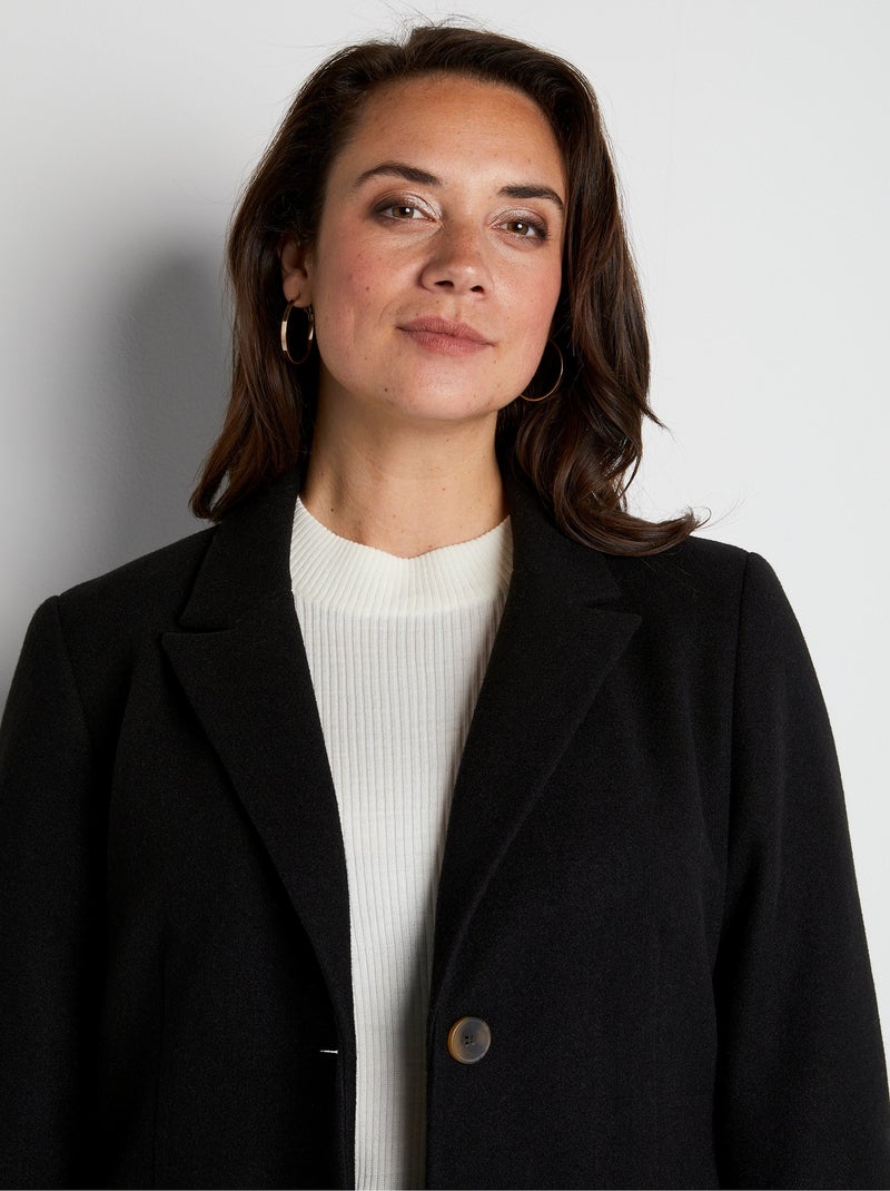 Manteau col tailleur aspect lainage - Afibel Noir - Kiabi