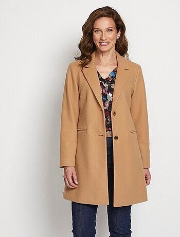 Manteau col tailleur aspect lainage