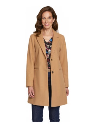 Manteau col tailleur aspect lainage