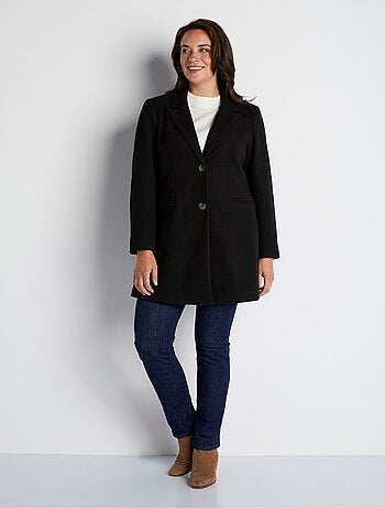 Manteau col tailleur aspect lainage