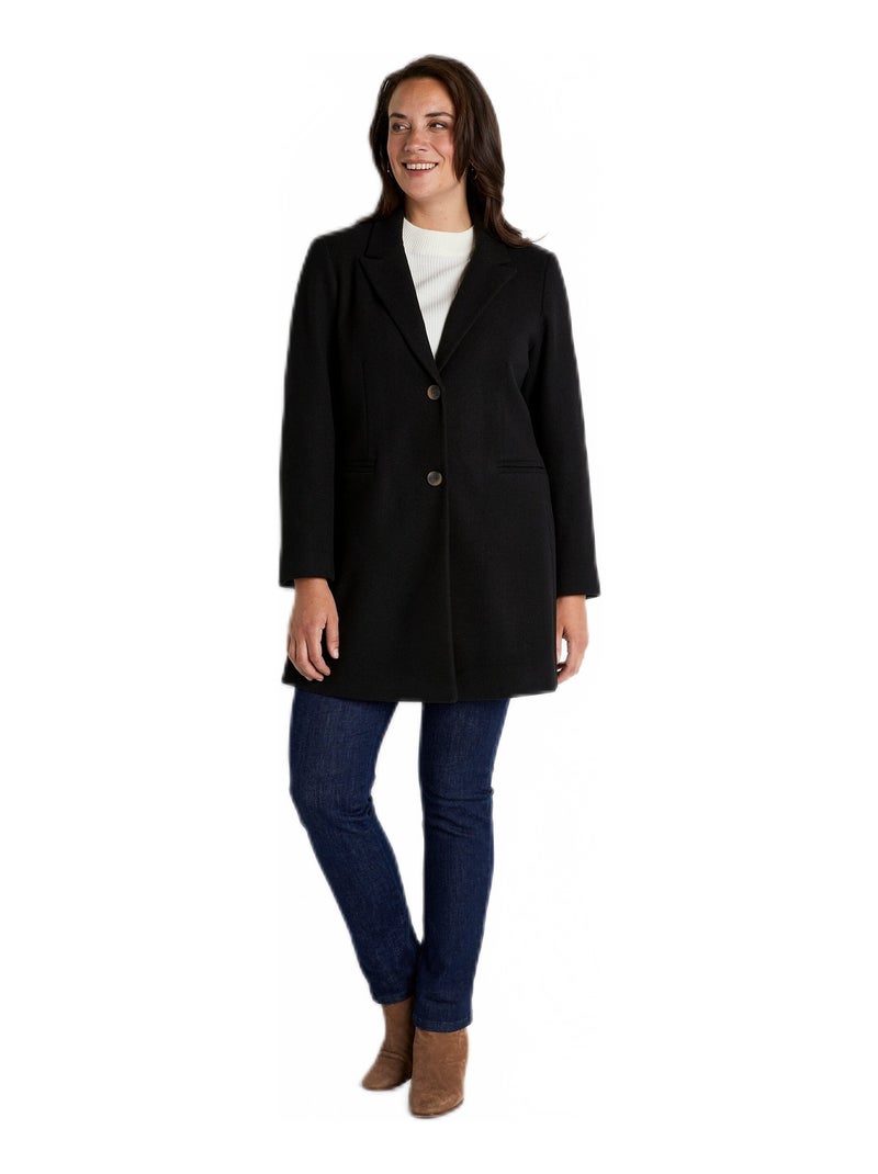 Manteau col tailleur aspect lainage Noir - Kiabi