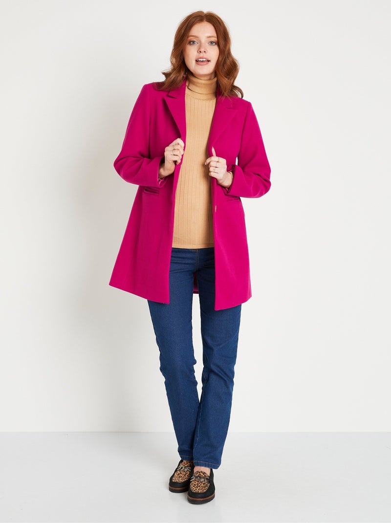 Manteau col tailleur aspect lainage Rose - Kiabi