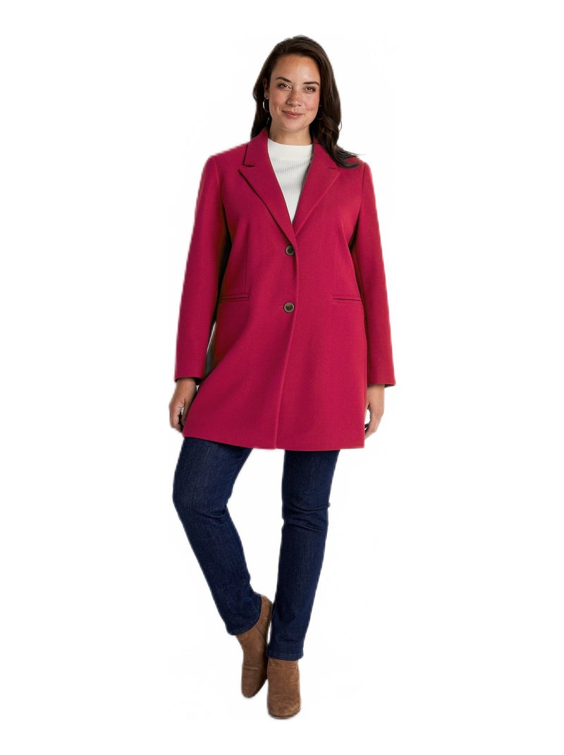 Manteau col tailleur aspect lainage Rouge grenat - Kiabi