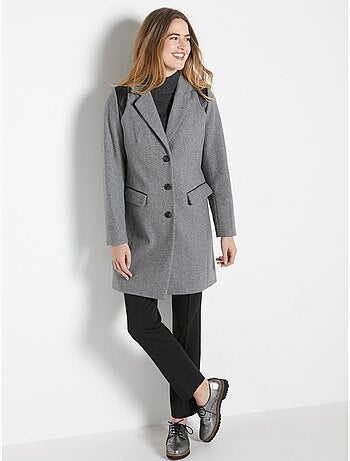 Manteau coupe droite en drap de laine