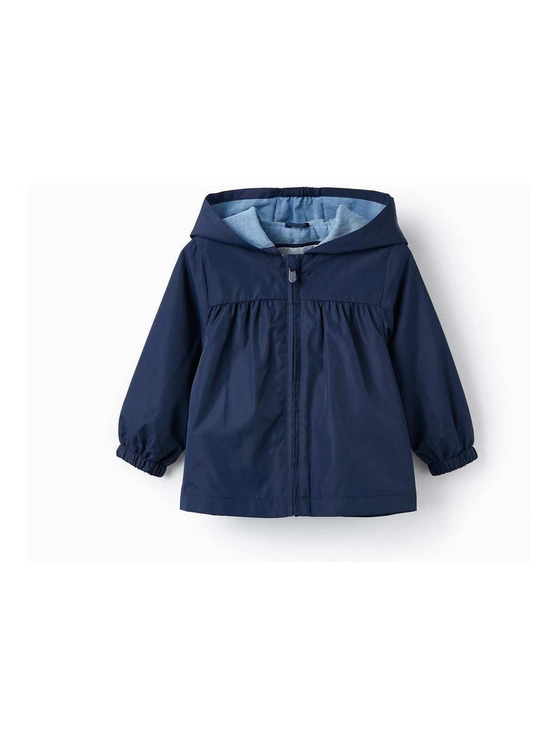 Manteau Coupe-Vent avec Capuche pour Bébé Fille   MONTE-CARLO Bleu foncé - Kiabi
