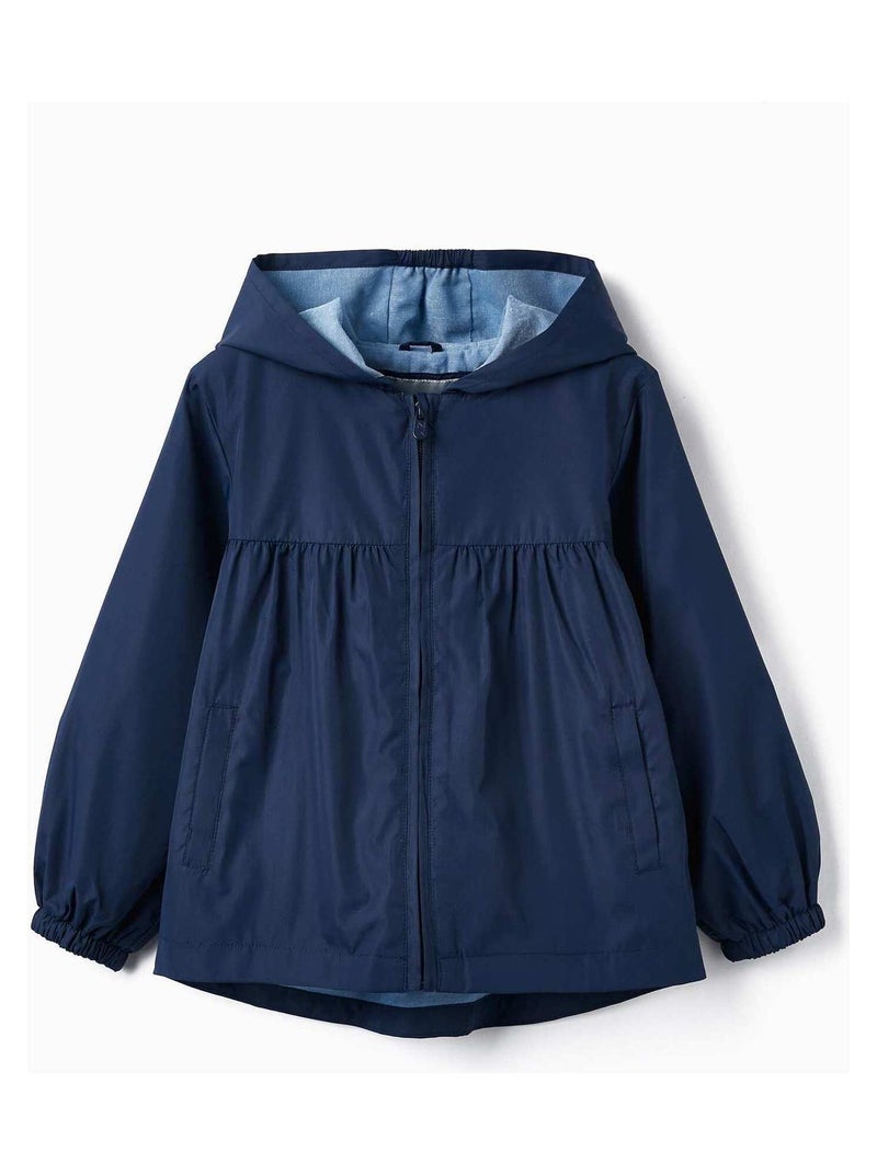 Manteau Coupe-Vent avec Capuche pour Fille   MONTE-CARLO Bleu foncé - Kiabi
