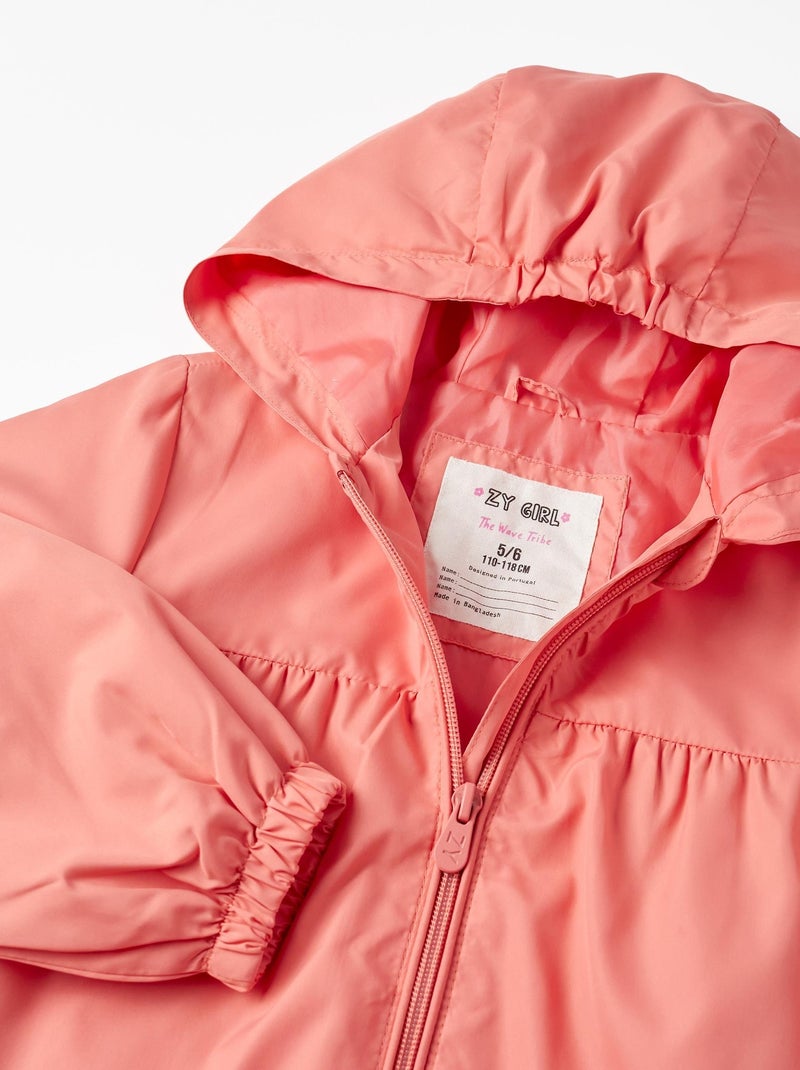 Manteau Coupe-Vent avec Capuche pour Fille  THE WAVE TRIBE Rose clair - Kiabi