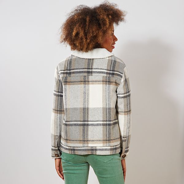 Manteau court à carreaux Femme gris carreaux Kiabi 35,00€ Manteau à carreaux Femme carreaux beige Kiabi 15,00€