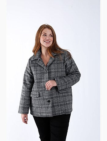 Manteau court à carreaux PAPRIKA