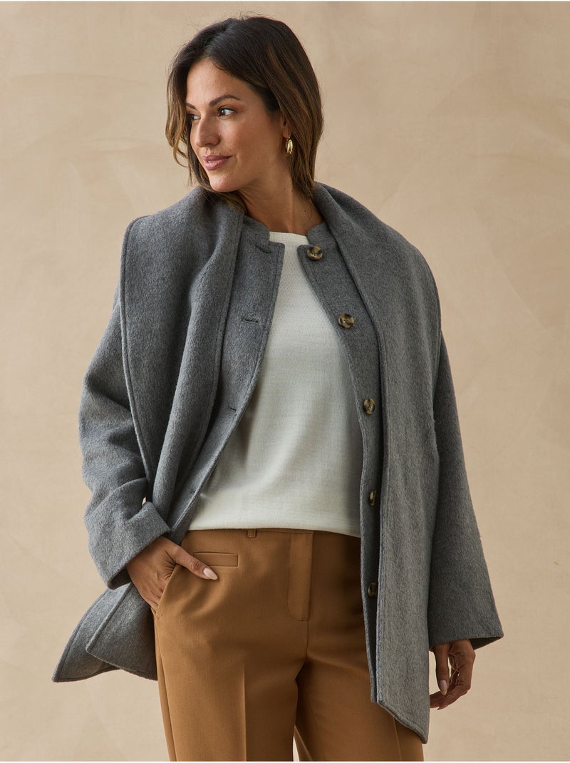 Manteau court avec écharpe coordonnée - DAXON Gris - Kiabi