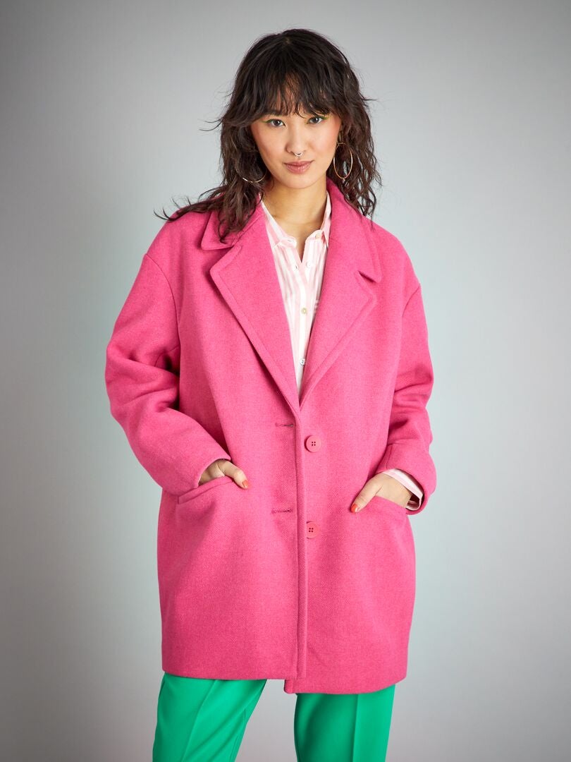 Manteau court avec laine Rose - Kiabi