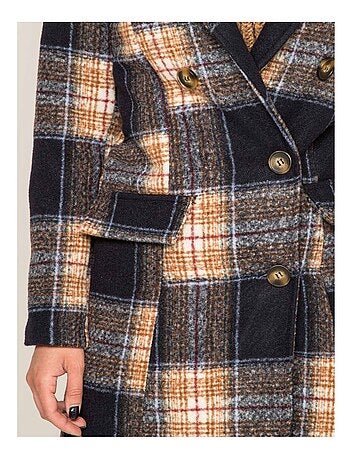 Manteau court carreaux URANI