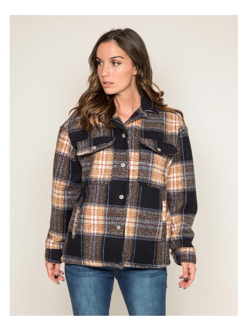 Manteau court carreaux URANI - Kiabi