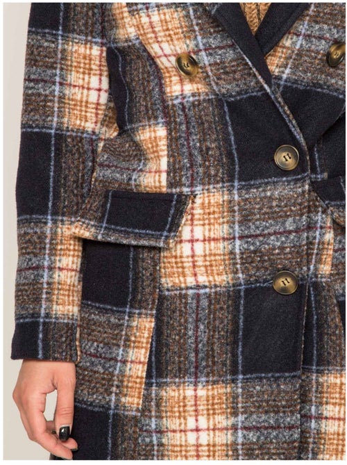 Manteau court carreaux URANI - Kiabi