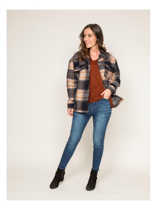 Manteau court carreaux URANI - Kiabi