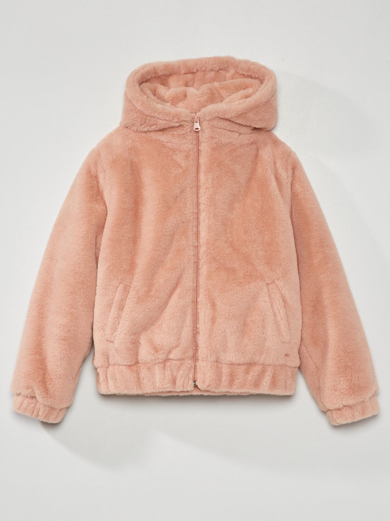 Manteau court effet fourrure Rose - Kiabi