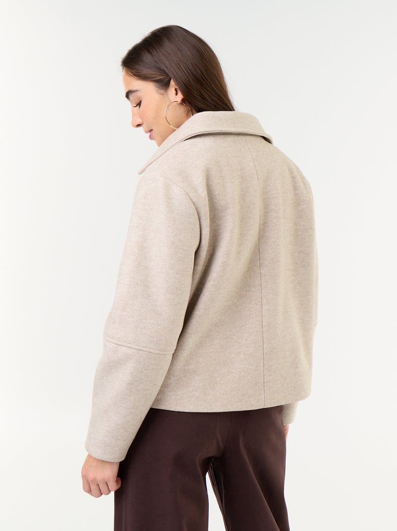 Manteau court effet lainage Beige - Kiabi