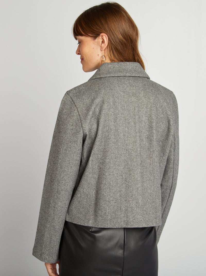 Manteau court effet lainage Gris chiné - Kiabi