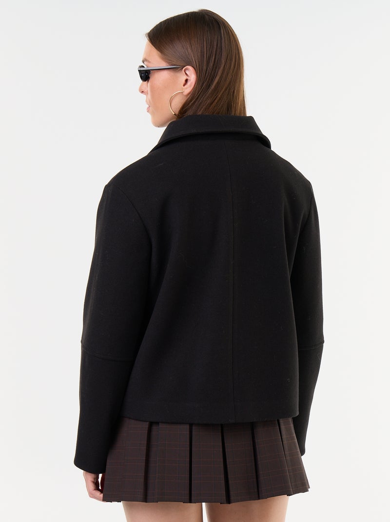 Manteau court effet lainage Noir - Kiabi